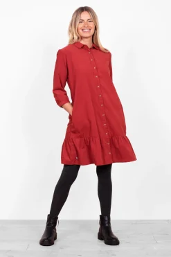 Brakeburn Tilly Shirt Dress Burgundy Online