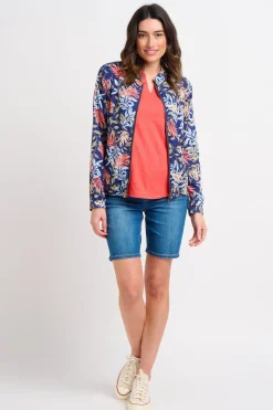 Brakeburn Trailing Tropics Bomber Jacket Blue Sale