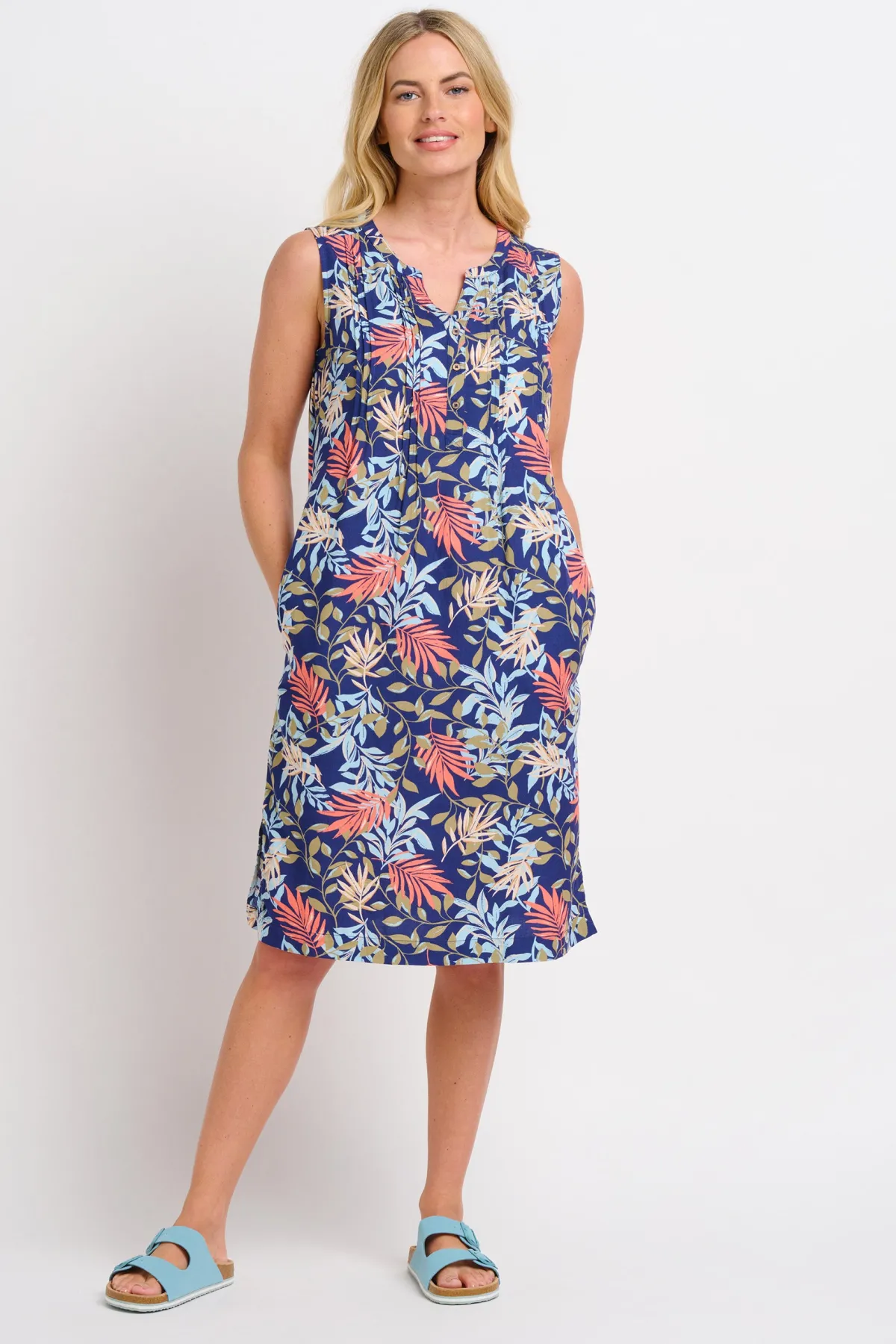 Brakeburn Trailing Tropics Pintuck Dress Blue Sale
