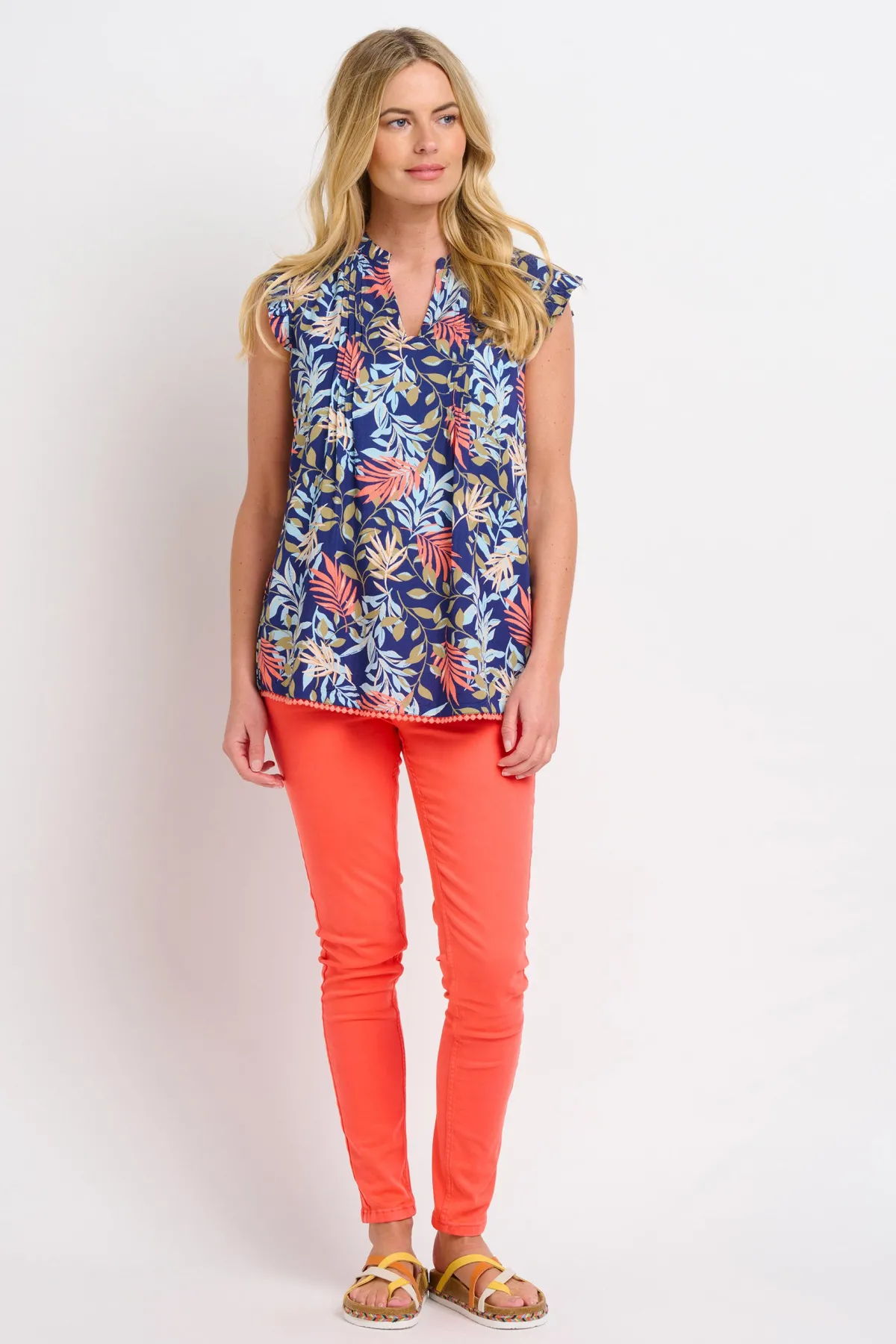 Brakeburn Trailing Tropics Sleeveless Blouse Blue Online