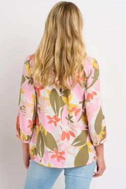 Brakeburn Tropical Palm Blouse Khaki Store