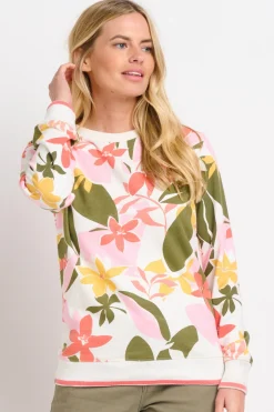 Brakeburn Tropical Palm Crew Neck Sweat Green Outlet