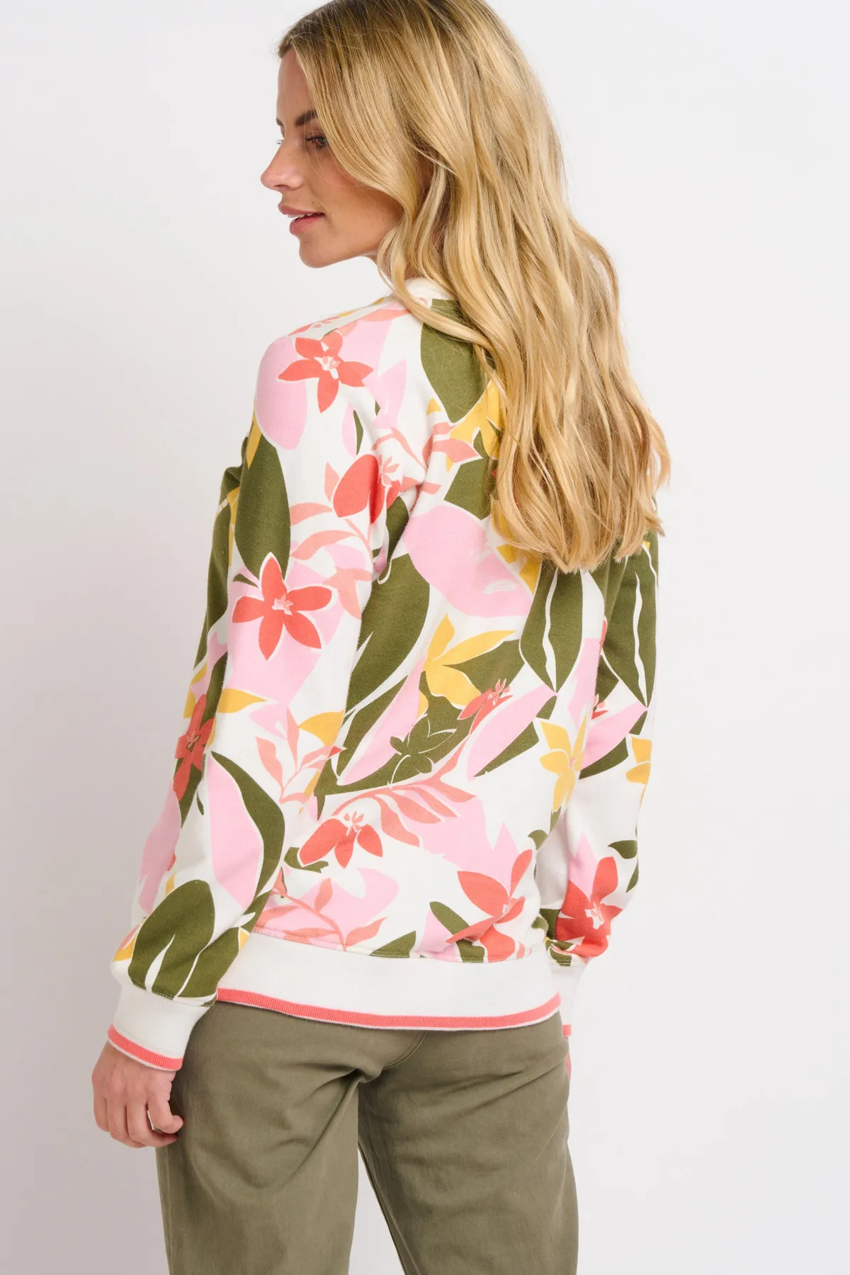 Brakeburn Tropical Palm Crew Neck Sweat Green Outlet