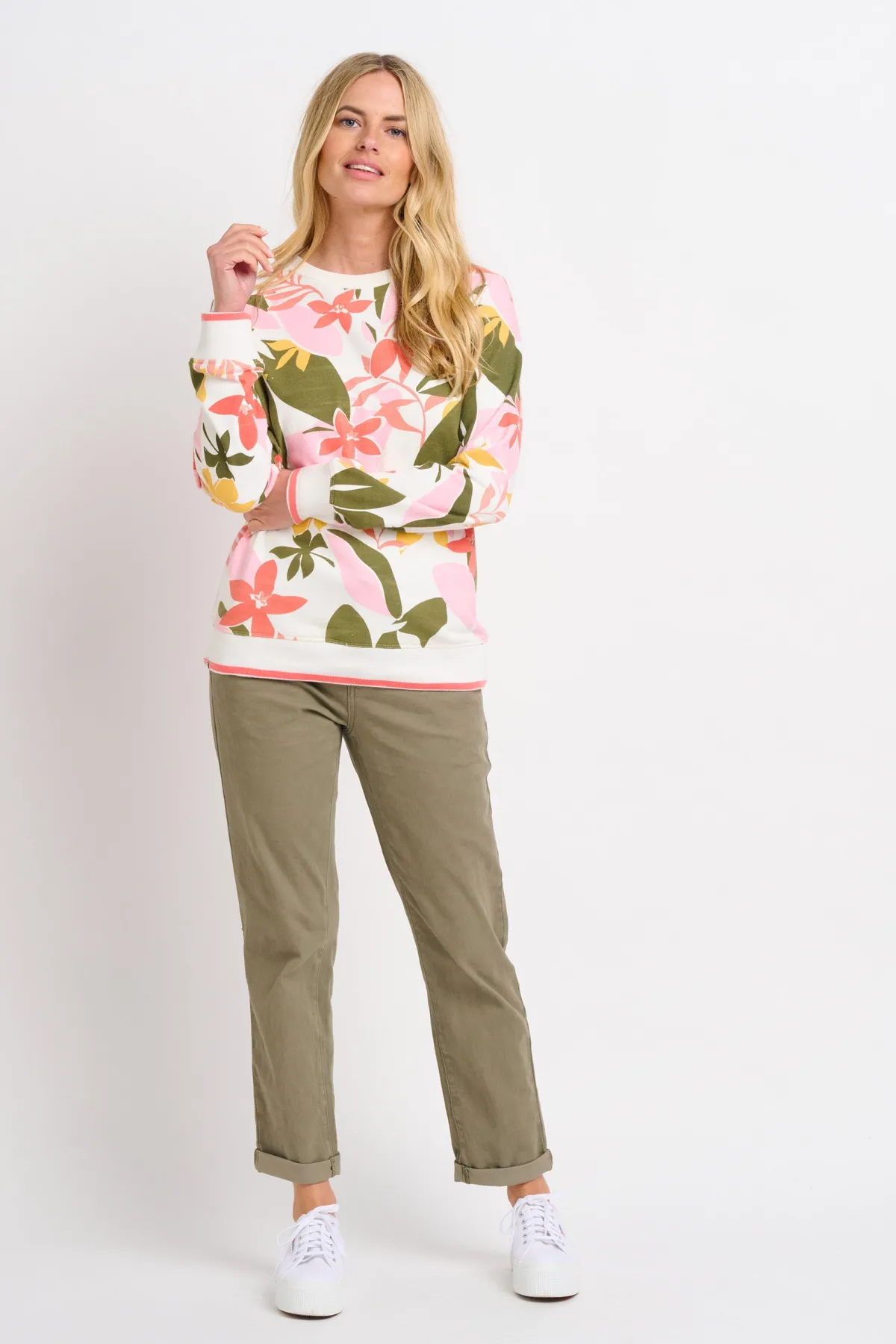Brakeburn Tropical Palm Crew Neck Sweat Green Outlet