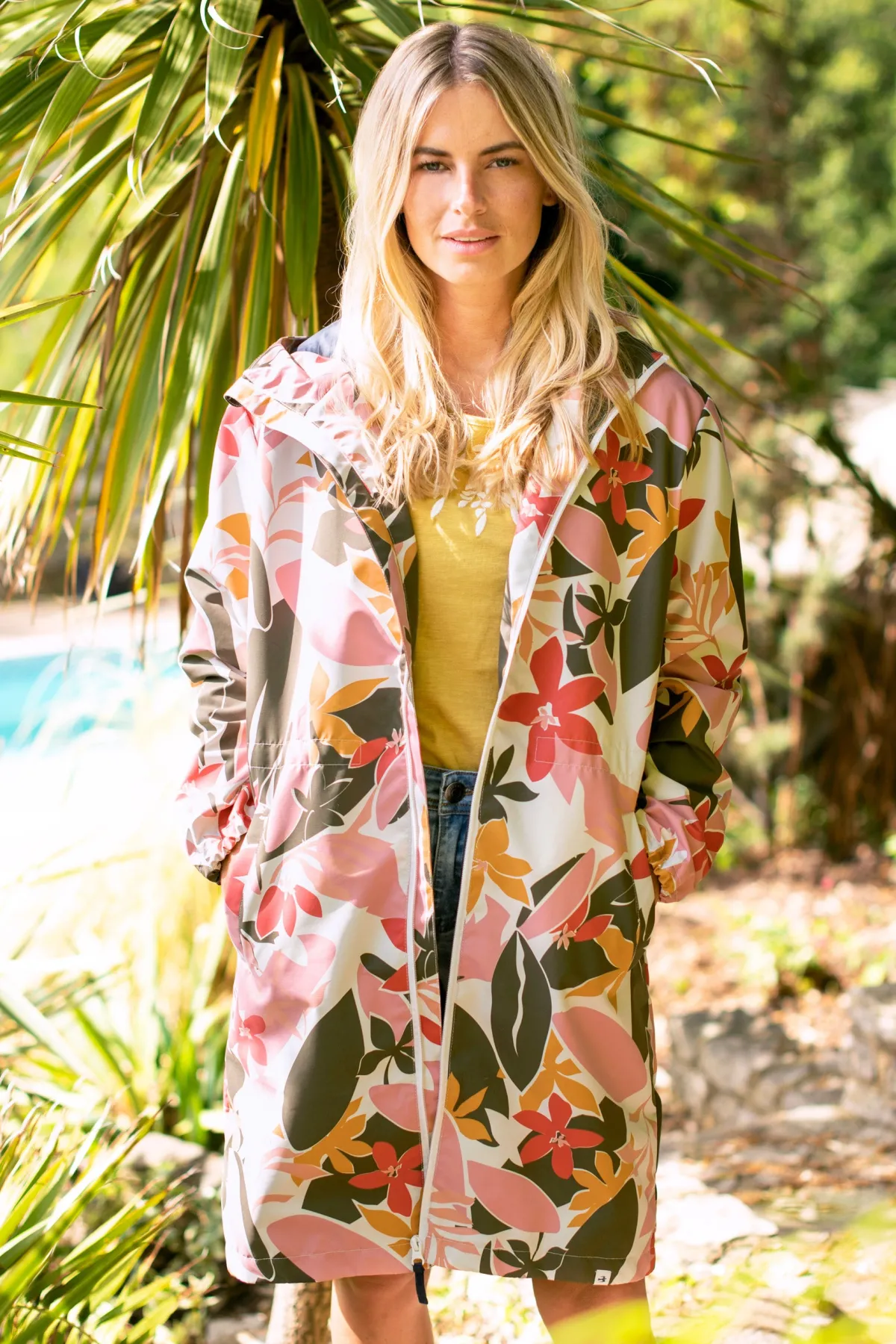 Brakeburn Tropical Palm Showerproof Raincoat Khaki Store