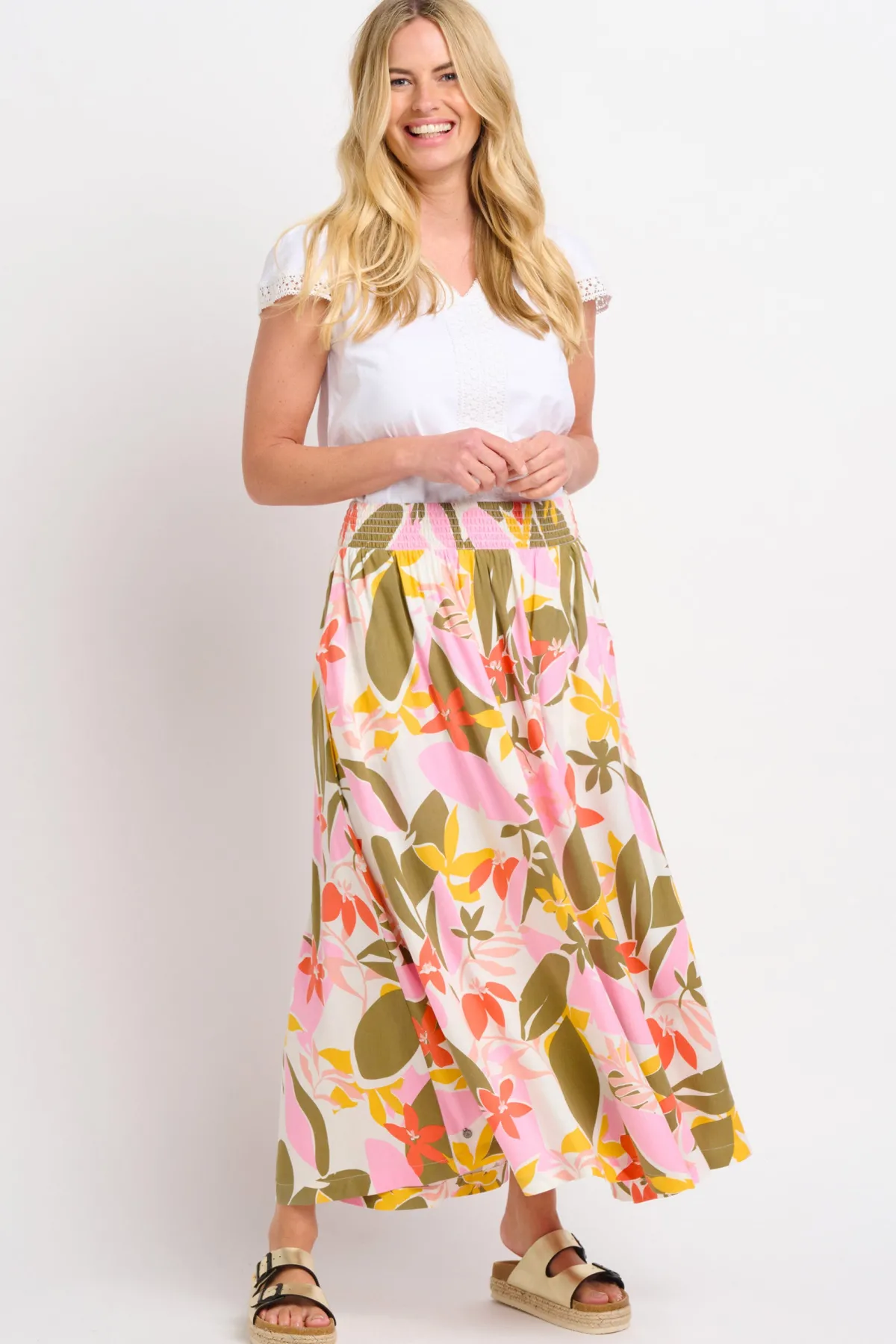 Brakeburn Tropical Palm Skirt Khaki Discount