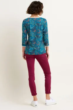 Brakeburn Uma Floral Paisley 3 Quarter Tee Blue Hot