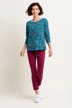 Brakeburn Uma Floral Paisley 3 Quarter Tee Blue Hot