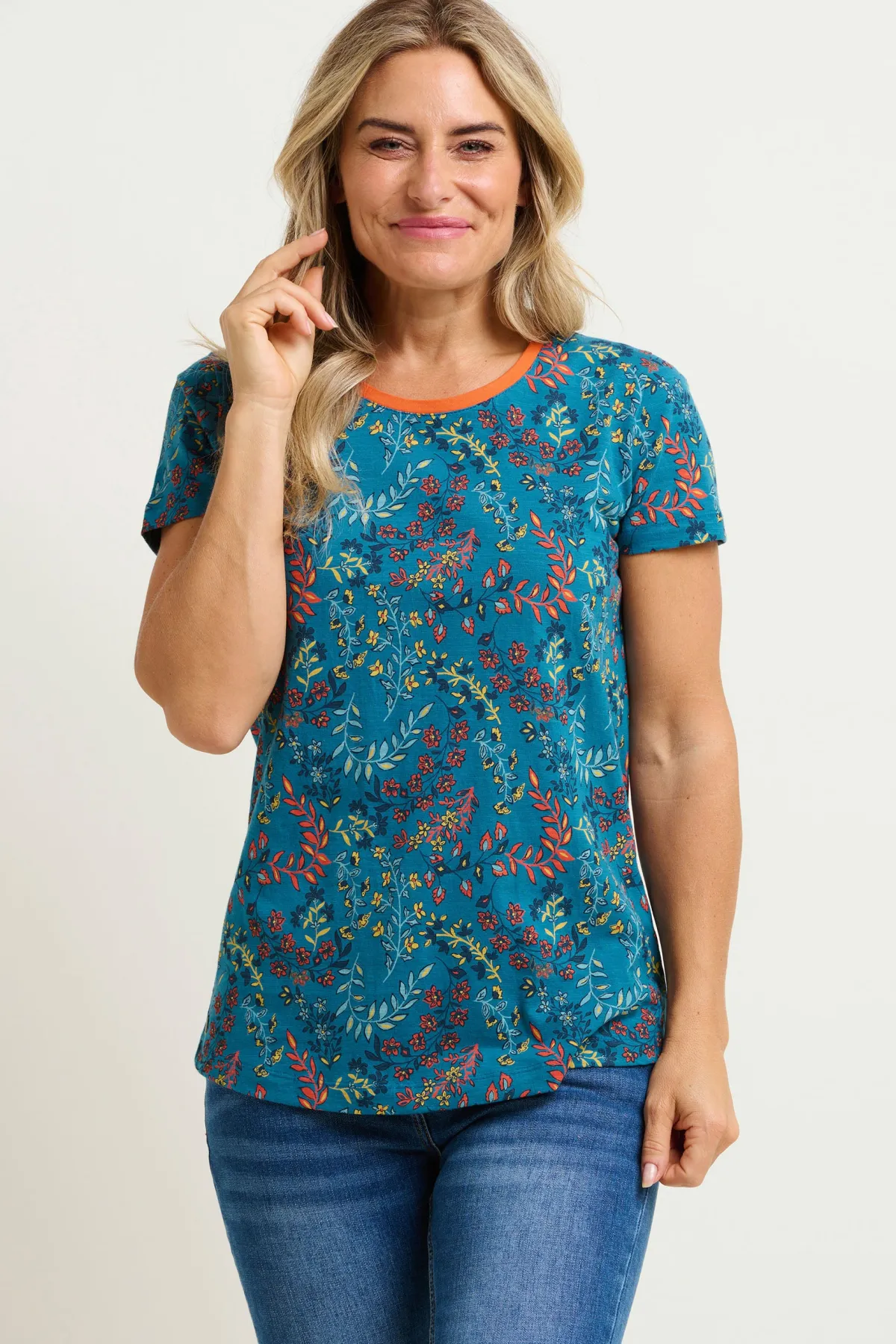 Brakeburn Uma Floral Paisley Tee Blue Cheap