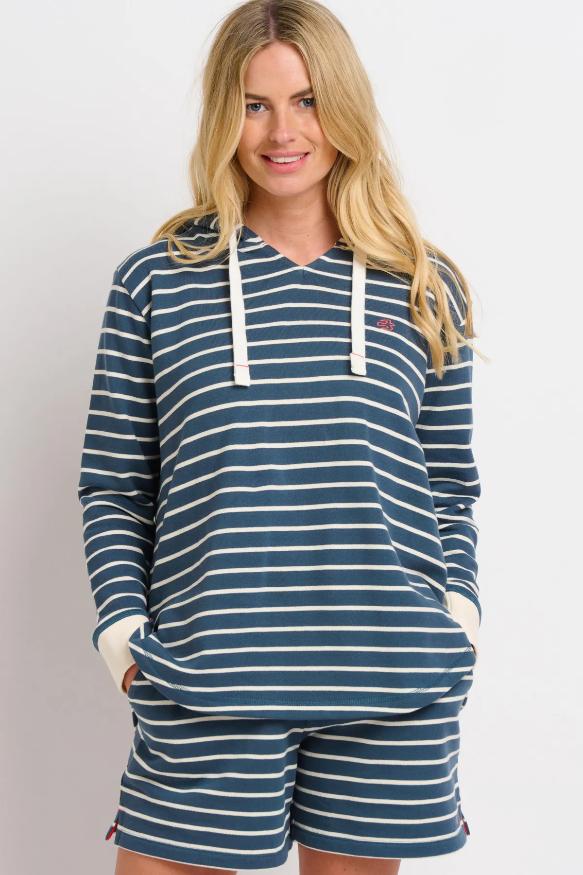 Brakeburn V Neck Hoodie Navy Store