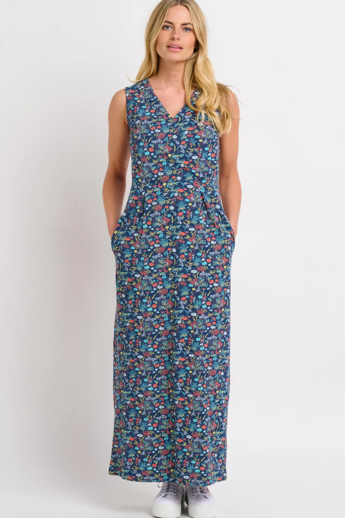 Brakeburn Vintage Ditsy Wrap Dress Blue Cheap