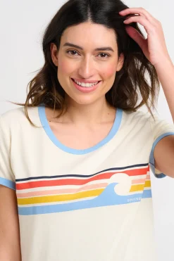 Brakeburn Wave Chest Stripe Tee Cream Flash Sale