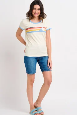 Brakeburn Wave Chest Stripe Tee Cream Flash Sale