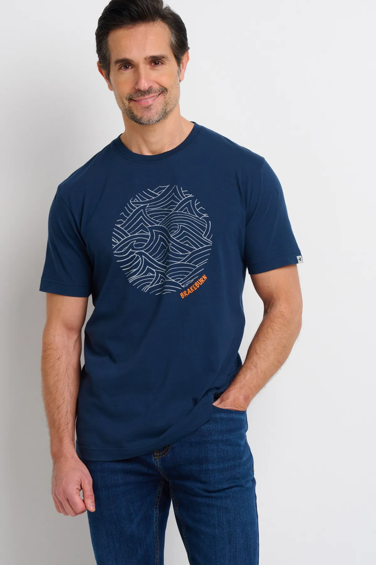 Brakeburn Waves Circle Tee Navy Cheap