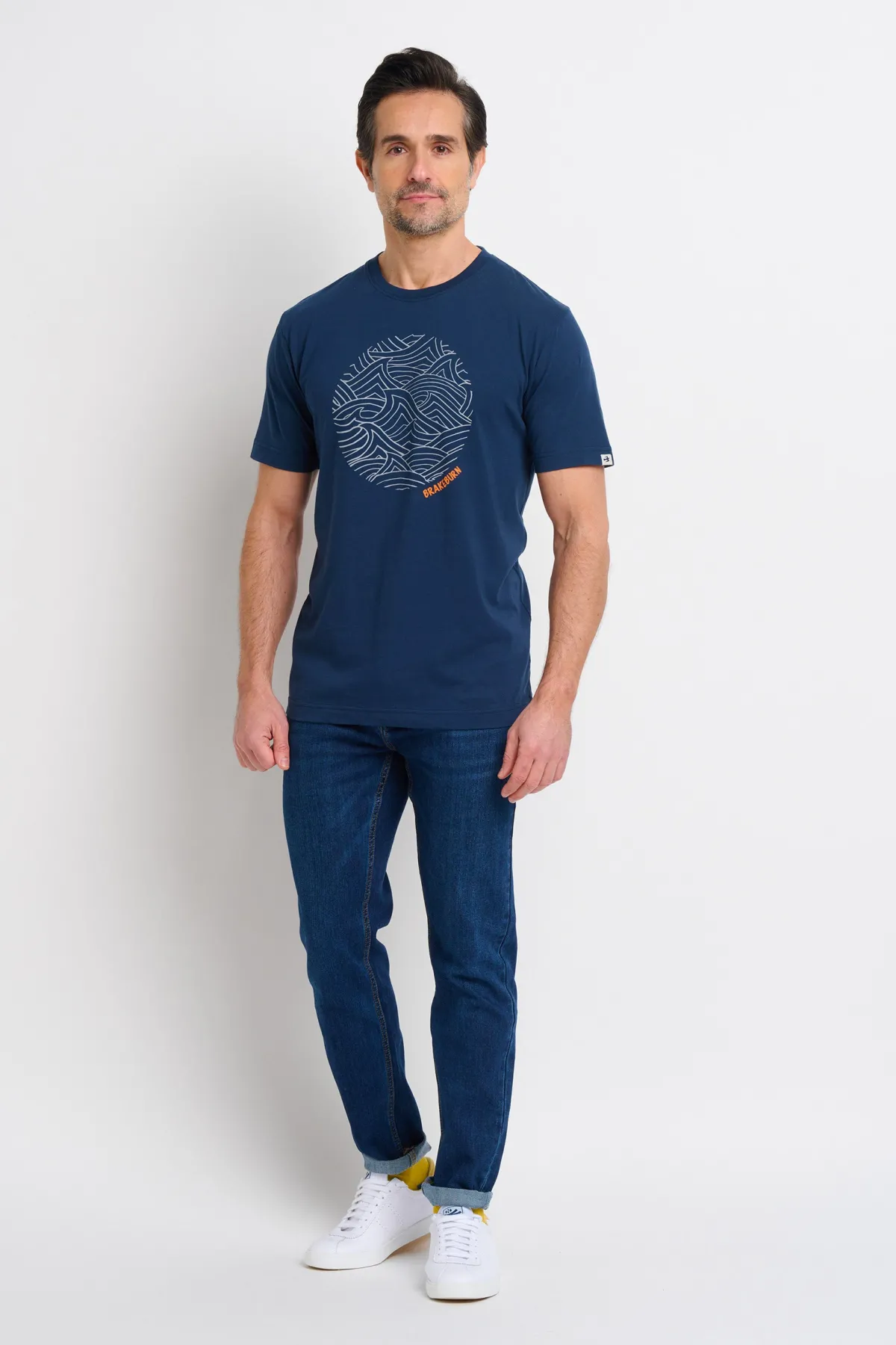 Brakeburn Waves Circle Tee Navy Cheap