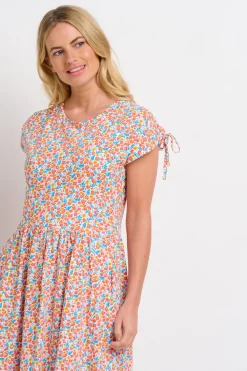 Brakeburn Whimsical Floral Tie Shoulder Dress Blue Best