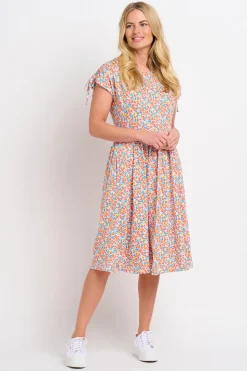 Brakeburn Whimsical Floral Tie Shoulder Dress Blue Best