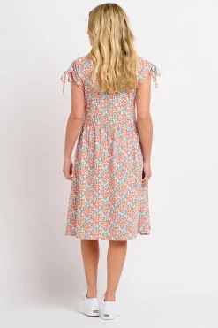 Brakeburn Whimsical Floral Tie Shoulder Dress Blue Best