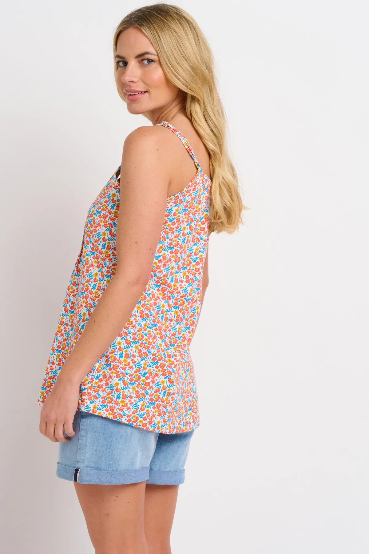 Brakeburn Whimsical Floral Vest Blue Best Sale