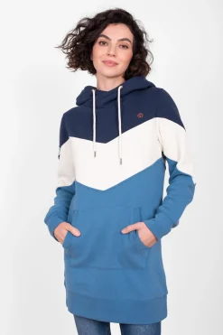 Brakeburn Ziggy Colourblock Longline Hoodie Blue New
