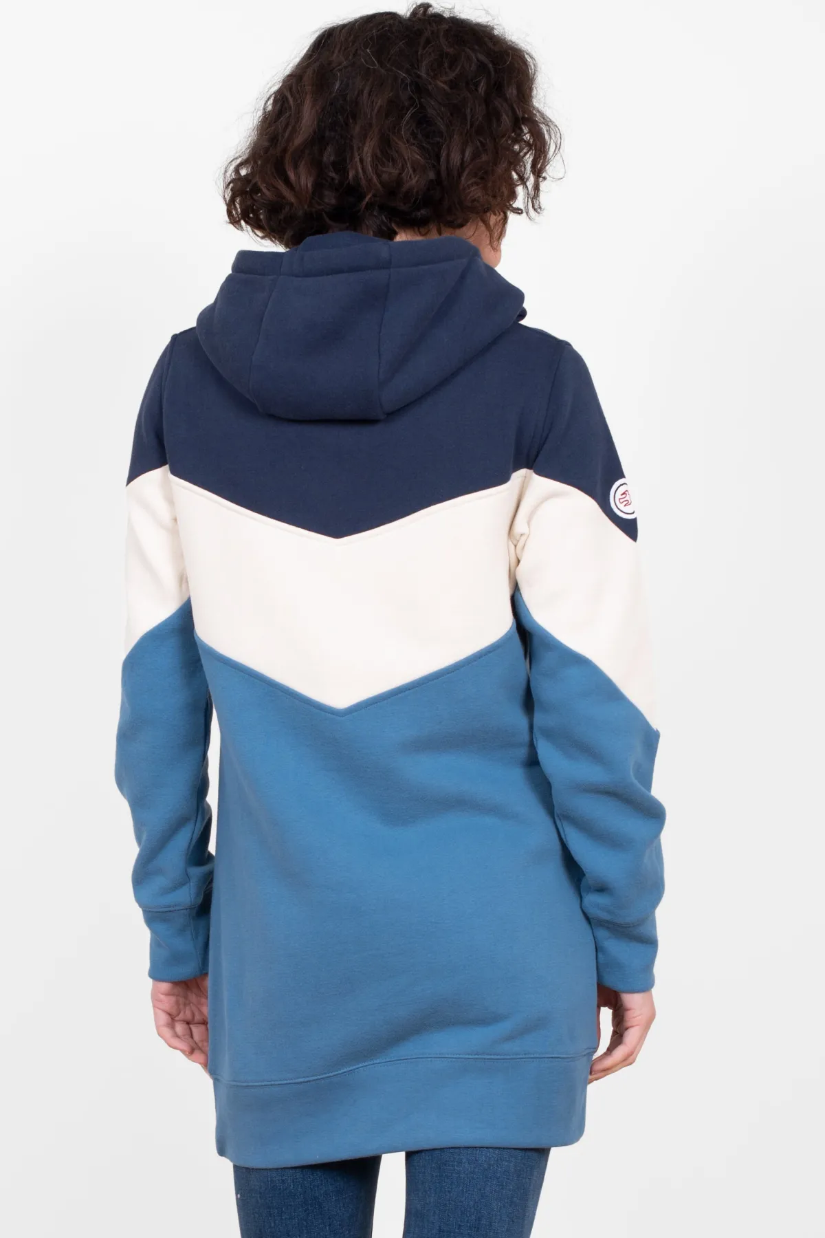 Brakeburn Ziggy Colourblock Longline Hoodie Blue New